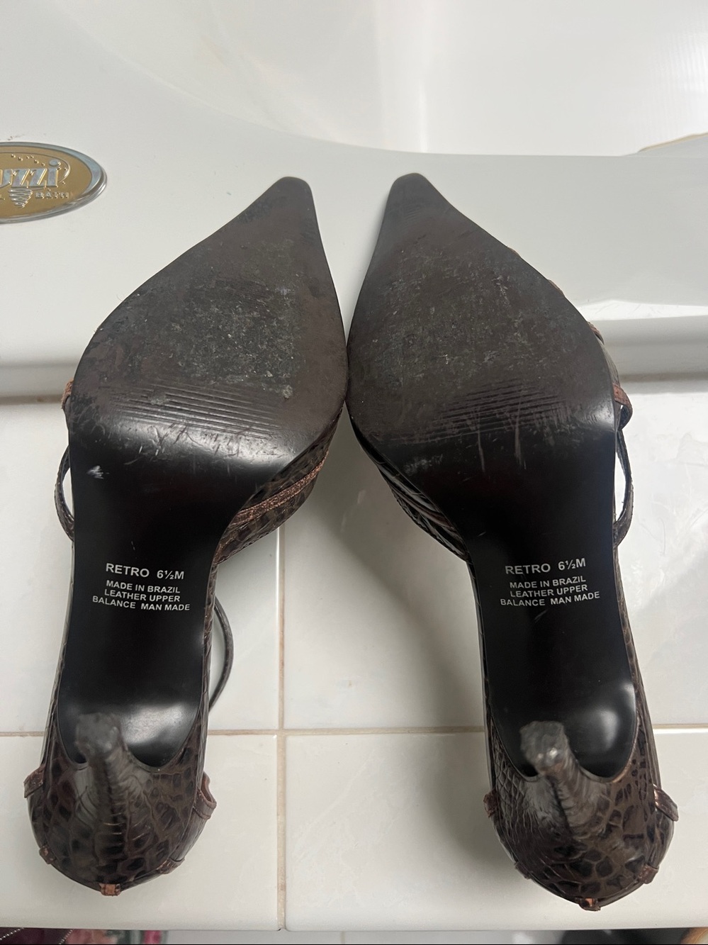 Vintage Carlos Santana Pointed Toe Ankle Strap Metallic Brown Black Size 6.5 - Picture 5 of 6